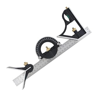 12" Combination Square Stainless Steel Adjustable Sliding Ruler & Protractor Level Measure Measuring Set 4-Piece Carpentry Tools Carpenter Square, Woodworking Tools, Metal Ruler, Framing Square