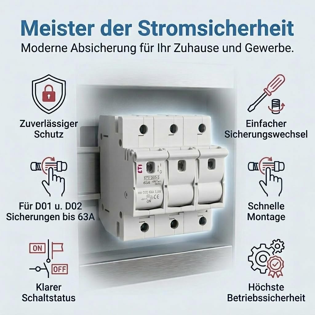 ETI Lasttrennschalter NEOZED Sicherungssockel 3-polig für D01-D02 Sicherungen - 63A - 400V (1)