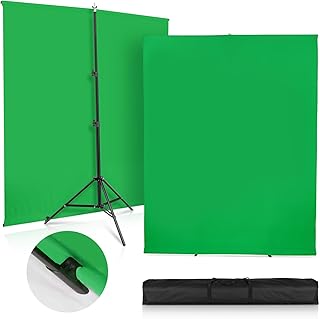Fondo de Pantalla Verde con Soporte 2 x 2,4 m/6,5 x 7,8ft, Kit de Pantalla Verde para Fotografía con Soporte Chromakey Mejorado para Estudio de Fotografía Streaming Gaming Youtube Video