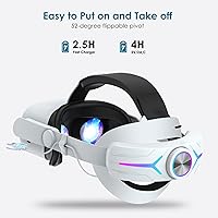 Vista 8 de Head Strap Battery Pack for Oculus Quest 2, Replacement Elite Strap 8000mAh Rechargeable Battery PC Accessories, Adjustable Headset with LED
