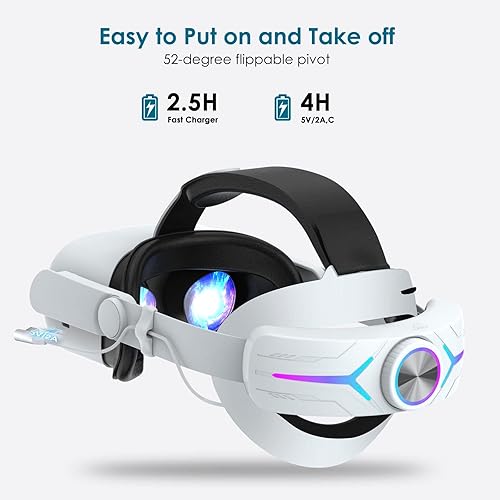 Miniatura 8 de Head Strap Battery Pack for Oculus Quest 2, Replacement Elite Strap 8000mAh Rechargeable Battery PC Accessories, Adjustable Headset with LED