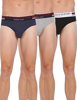 Mens Elasticized Waist Pure Cotton I006 Briefs - Pack of 3