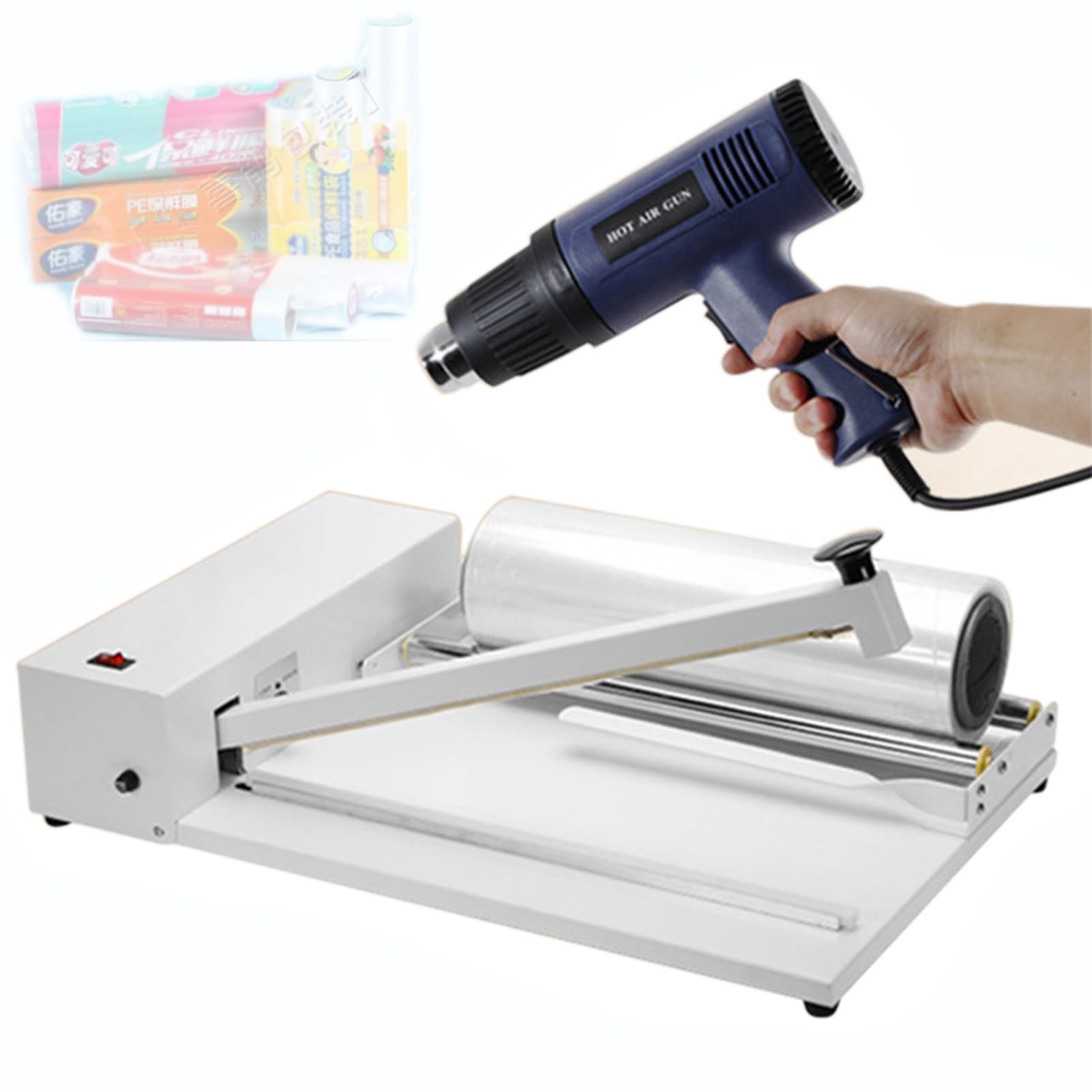 asdchZen Shrink Wrap Sealer With Adjustable Heat Gun, 9 Temperature Settings, For Packaging And Sealing With Roll Film (45Cm)