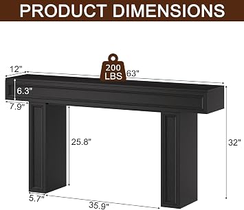 Rresyet 63 Narrow Behind Couch Console Table, Living Room & Hallway, Black