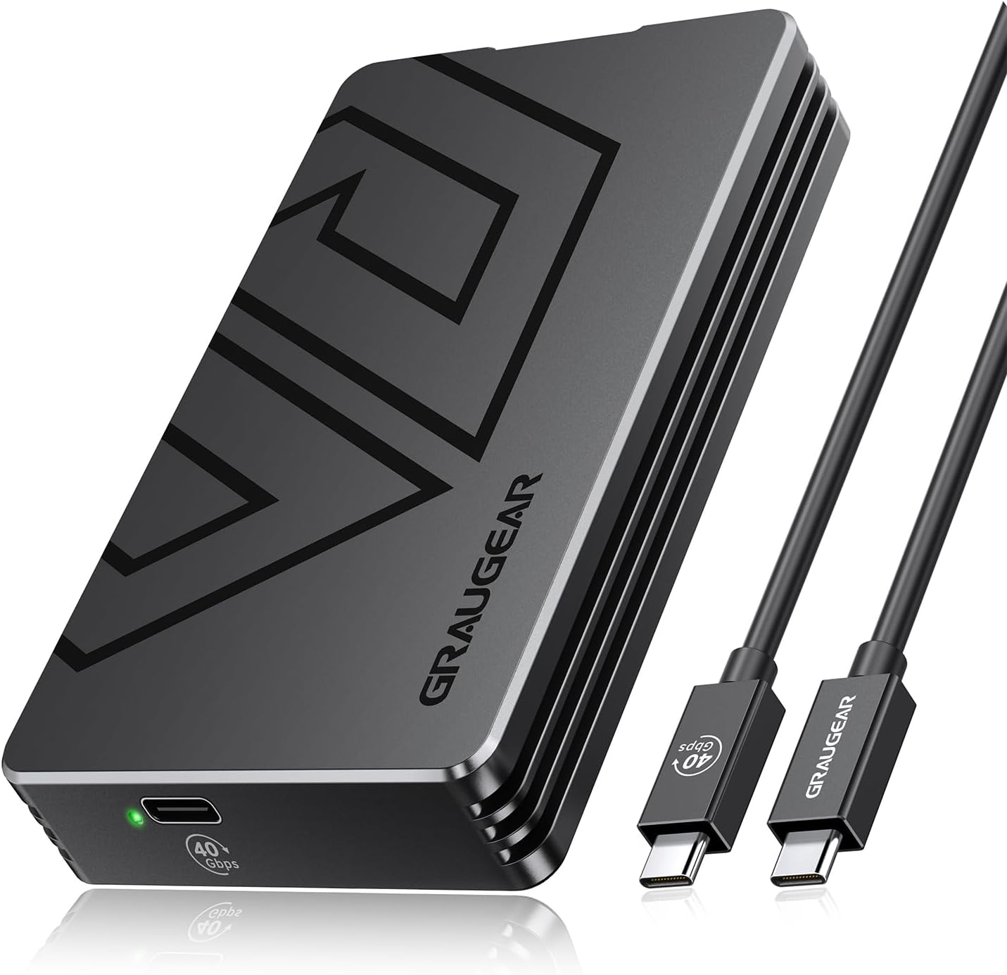 GRAUGEAR USB4 M.2 SSD Enclosure U4-40G01 with two USB-C cables