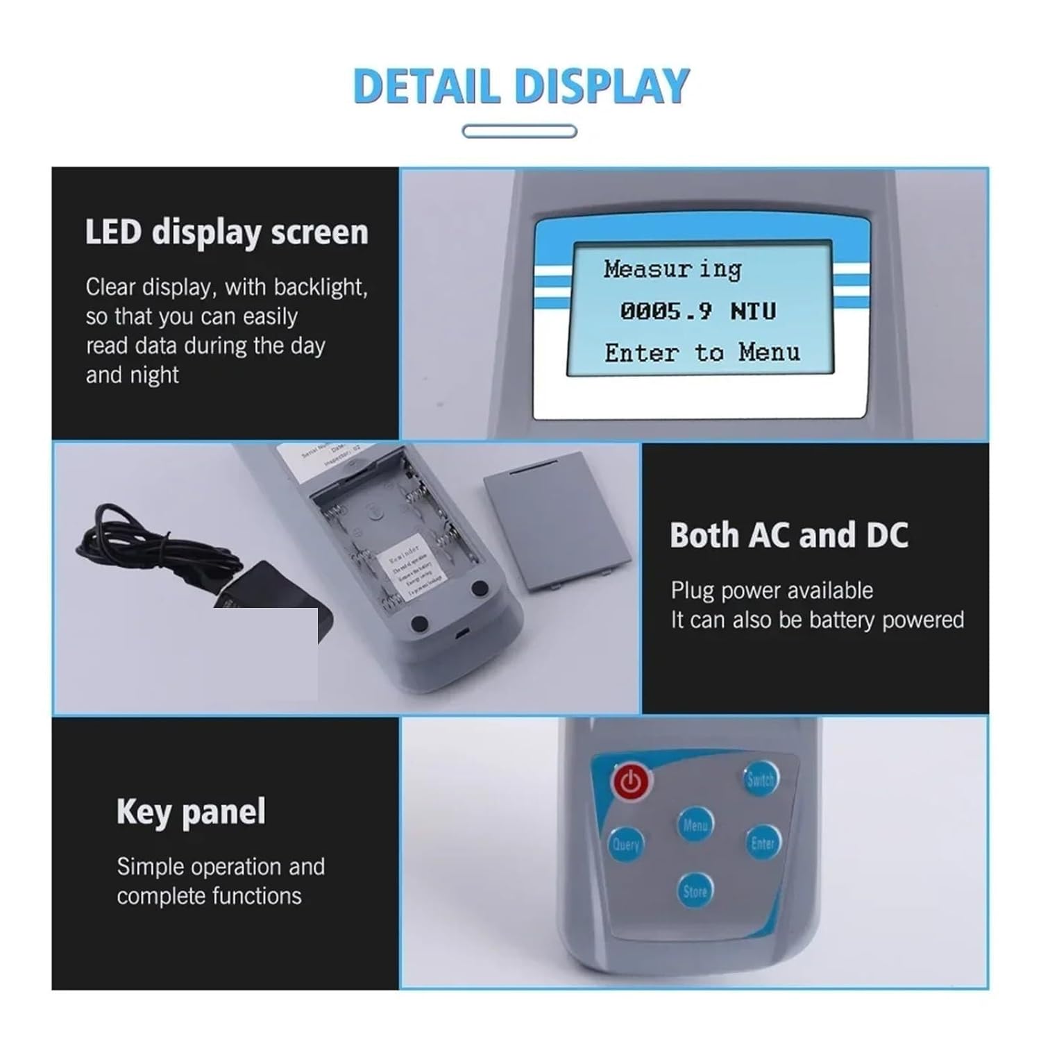 Portable Turbidimeter, Digital Turbidity Meter ZD-2A Intelligent Portable Display Colorimetric Method for Water Quality Testing for Swimming Pools ZD-10A for Treatment(ZD-10A)