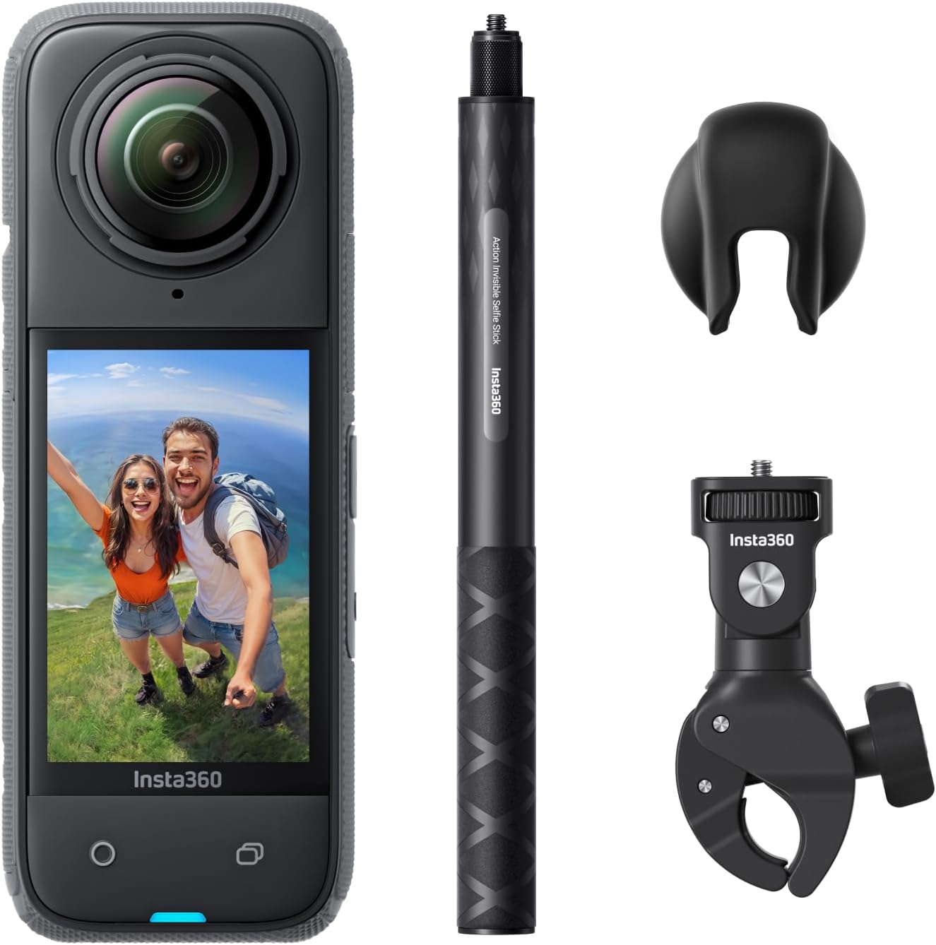 X4 Motorcycle Bundle- 8K Waterproof 360 Action Camera, 4K Wide-Angle Video, Invisible Selfie Stick, Removable Lens Guards, 135 Min Battery Life, AI Editing, Stabilization, No Micro SD Card