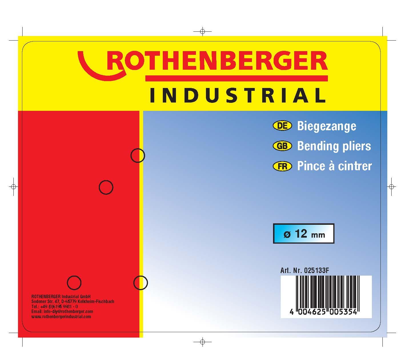 ROTHENBERGER Industrial Curvatubo Pinza Curvatubi Attrezzo per Curvare Tubi Ø 12 mm