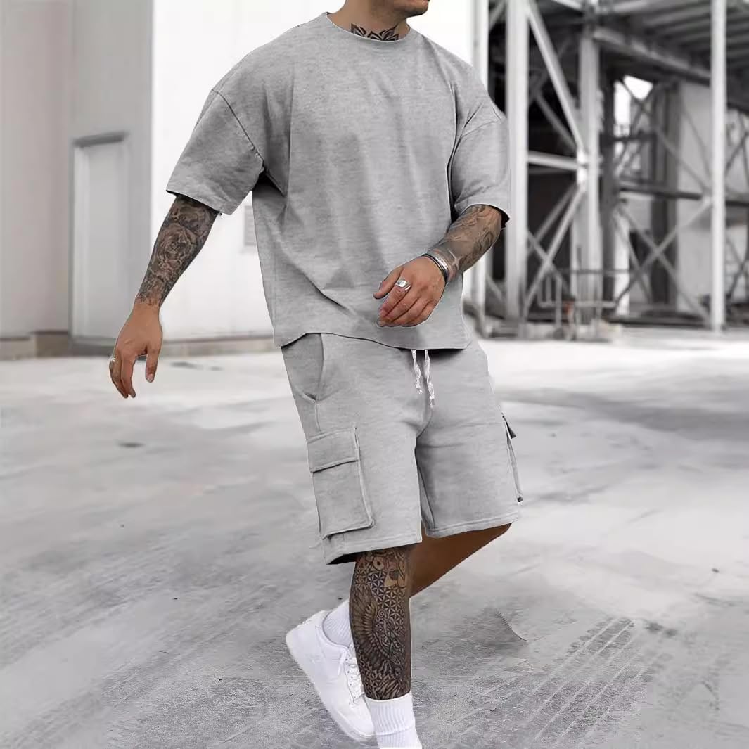 Men's 2 Piece Outfits Summer Short Sets Casual Sporty Beach Suits