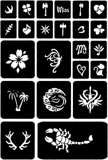 Moricher Temporary Tattoo Kits 3 Henna tattoo cones 101 Stencils Semi Permanent Tattoo Markers Jagua Gel for Women Men Kids DIY Art Painting Party Gifts