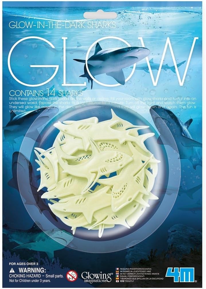 Rhode Island Novelty Glow-in-The-Dark Shark Stick-Ons, Assorted Design, 1 Pack
