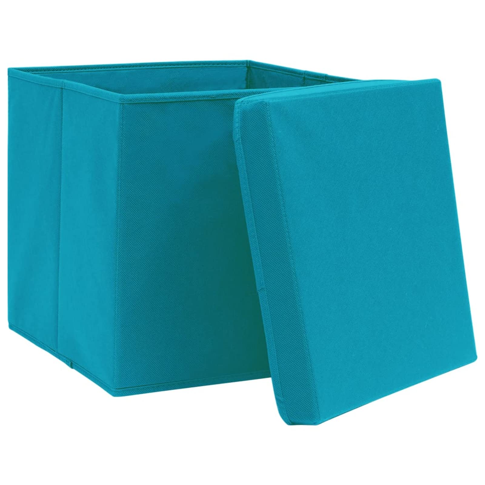 Tidyard 10 STK. Aufbewahrungsbox mit Deckeln Zusammenklappbar Spielkiste Regalkorb Faltkiste Korb Kinderbox Faltbox Box Kiste Vliesstoff 28x28x28 cm Babyblau