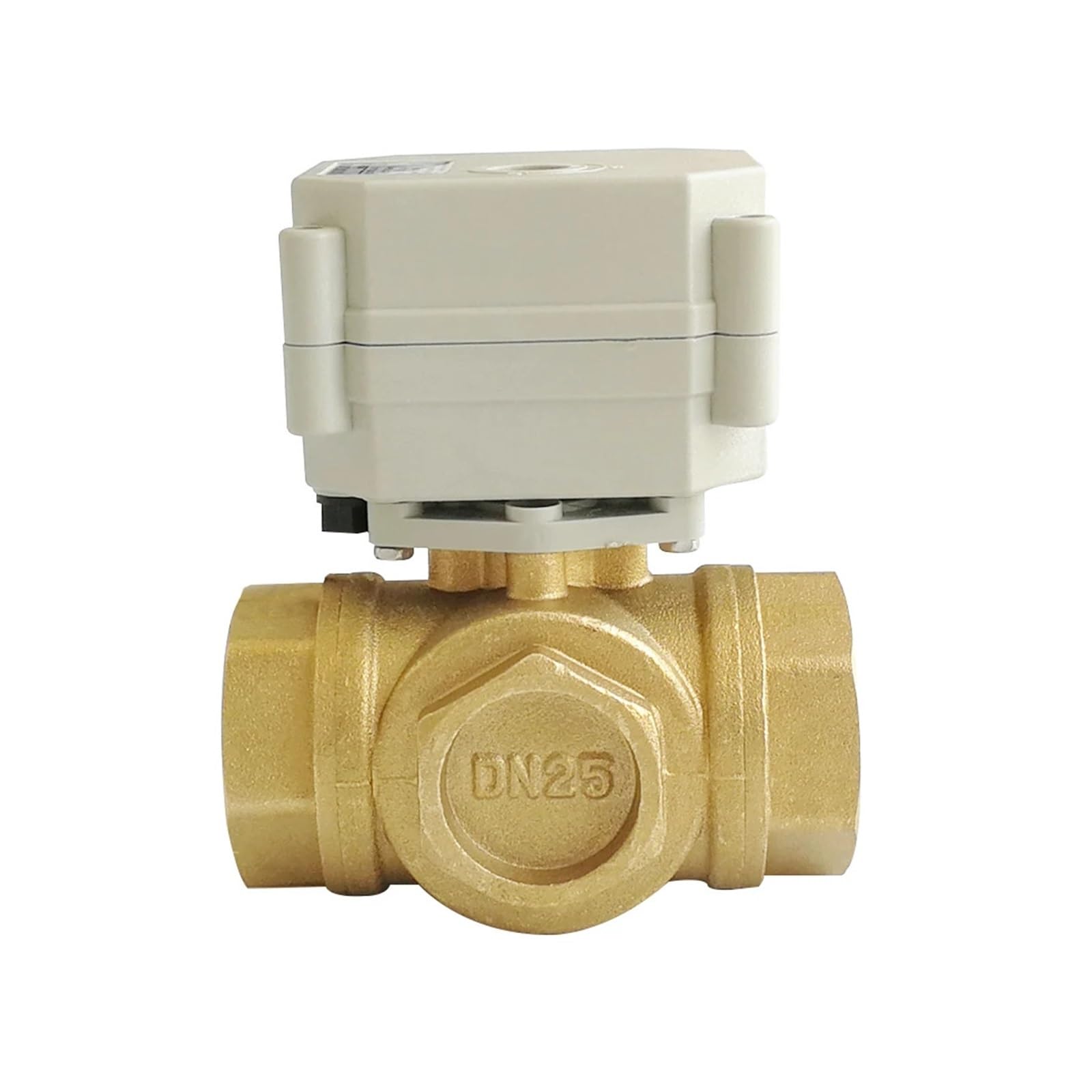 Válvula Motorizada 3 Vías Latón 1" DN25 AC110-220V | Válvula mezcladora de agua fría/caliente con puerto L/T(3 Way L Type,BSP THREAD_INDICATOR ONLY_CR704)