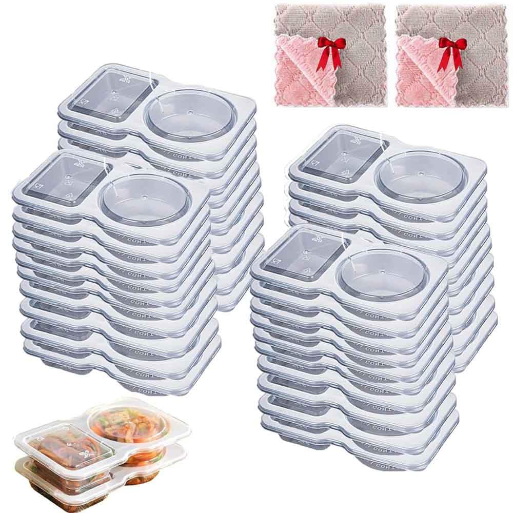 15 Gewürzbehälter Mit 2 Fächern – Wiederverwendbar, Transparent, 14 X 8,5 X 2,5 Cm, BPA-frei