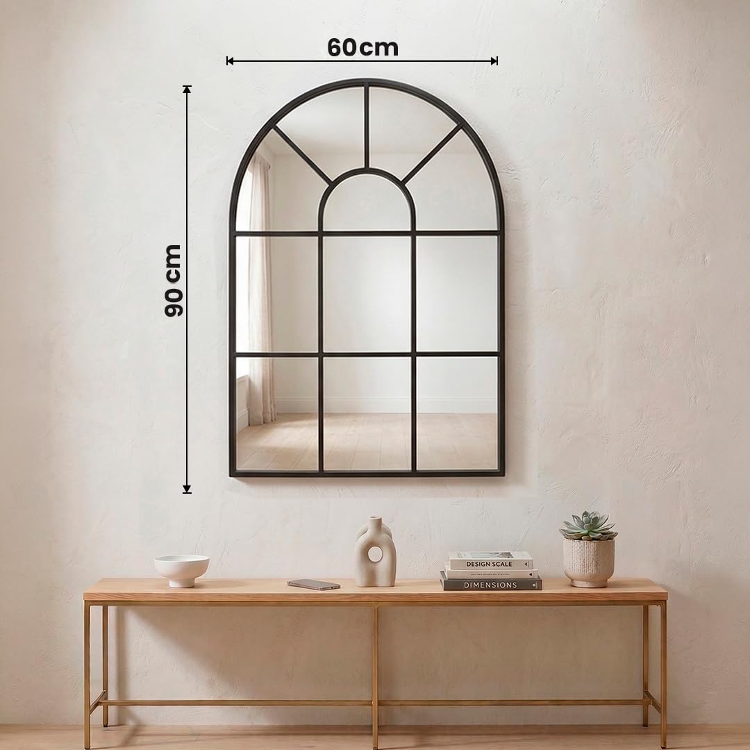 Espejo Ventana de Metal Marctani - Espejo Pared Grande Decorativo Industrial 90x60cm Negro