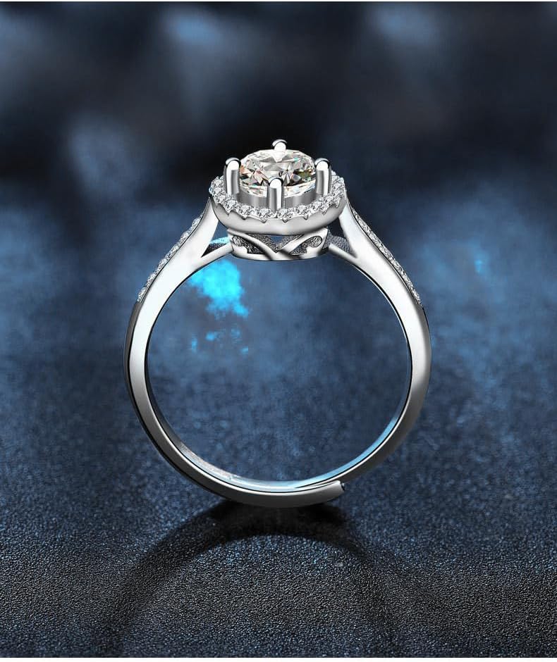 1CT/2CT Queen series moissanite ring, 952 silver, D-color VVS1-2,open rings,adjustable rings for women，Diamond ring substitute, ring for women.
