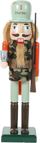 ABOOFAN Figuras de cascanueces de Navidad de madera, soldado cascanueces de Navidad, cazador de marionetas, adorno para decoración de mesa de