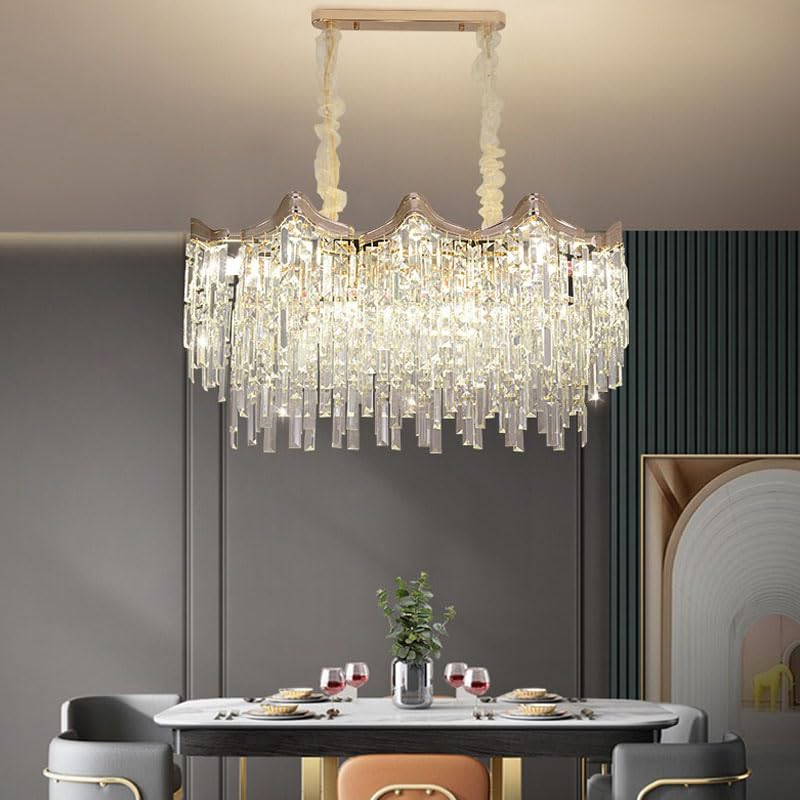 Lámpara de Cristal de Lujo Francesa E14, Moderna lámpara con borlas, para Sala de Estar, Comedor, Dormitorio, 60 cm ()