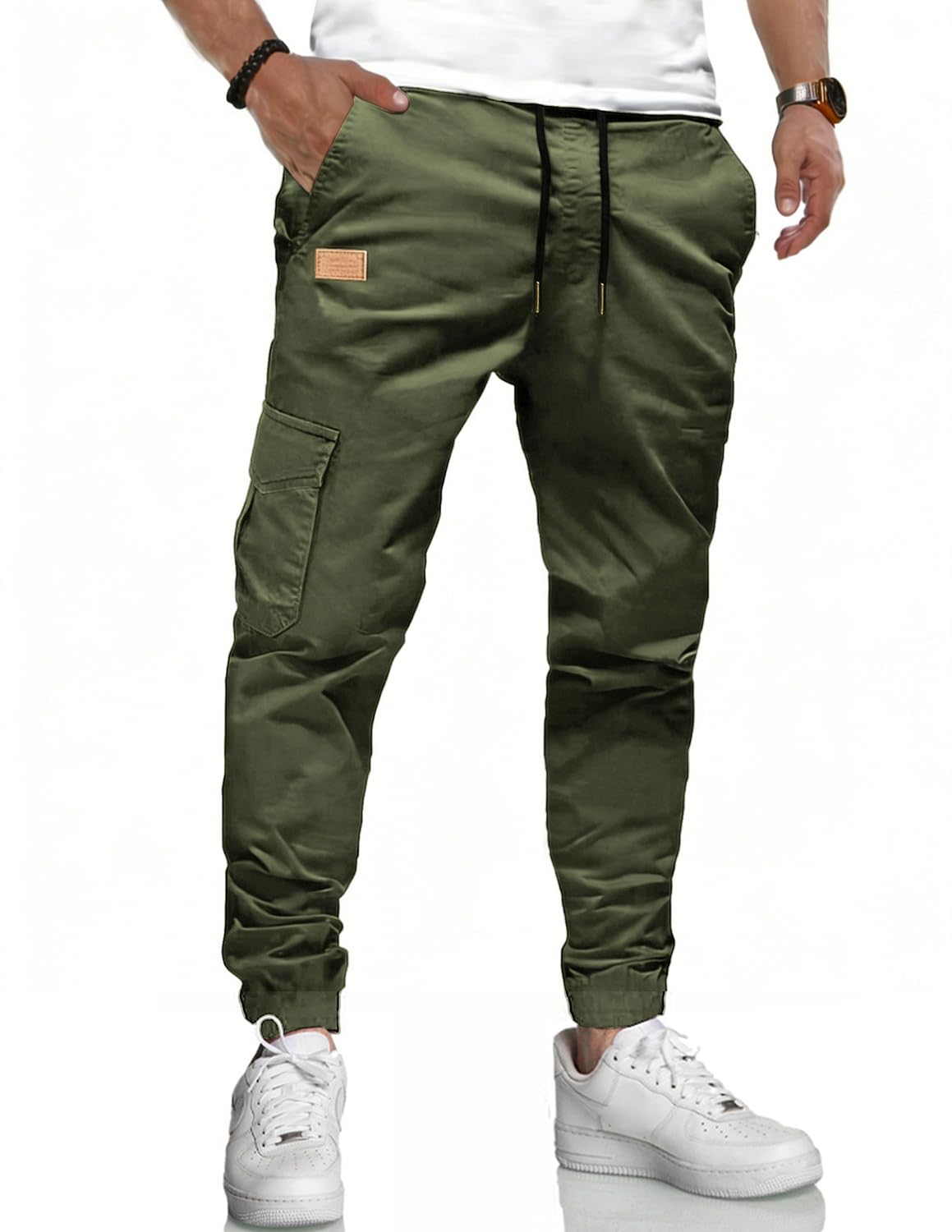 LIUPMWE Herren Jogginghose Baumwolle Lange Atmungsaktiv Klassische Trainingshose Elastischer Taille mit Kordelzug Casual Sweatpants mit Taschen