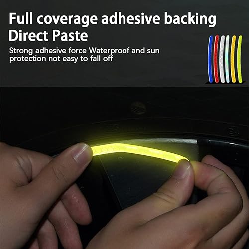 Miniatura 5 de 20 calcomanías reflectantes decorativas para ruedas de automóvil, cinta adhesiva de advertencia de seguridad nocturna, calcomanías para llantas de