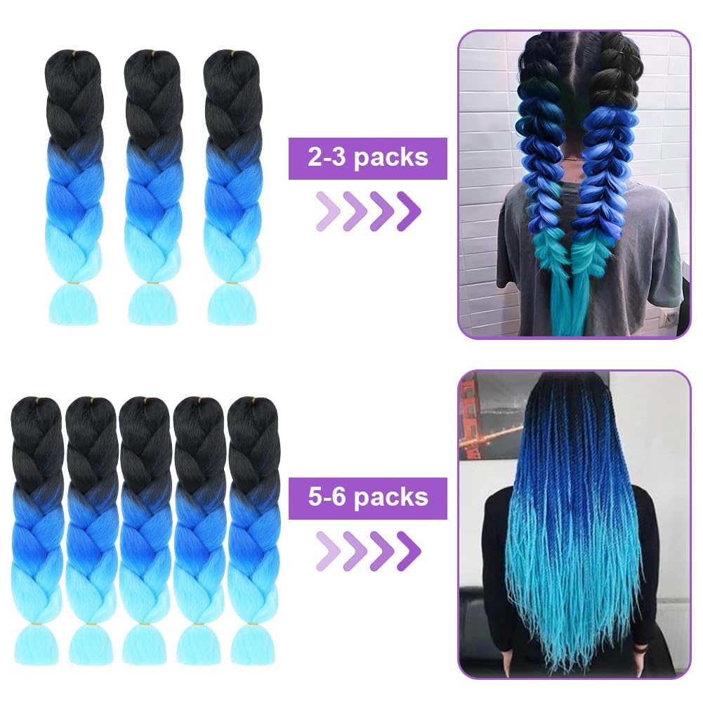 AUYAO Braiding Hair Extensions, 3Pcs Gradient Braid Hair Extension, Jumbo Braids Hair Extension Synthetic Wig - Image 4