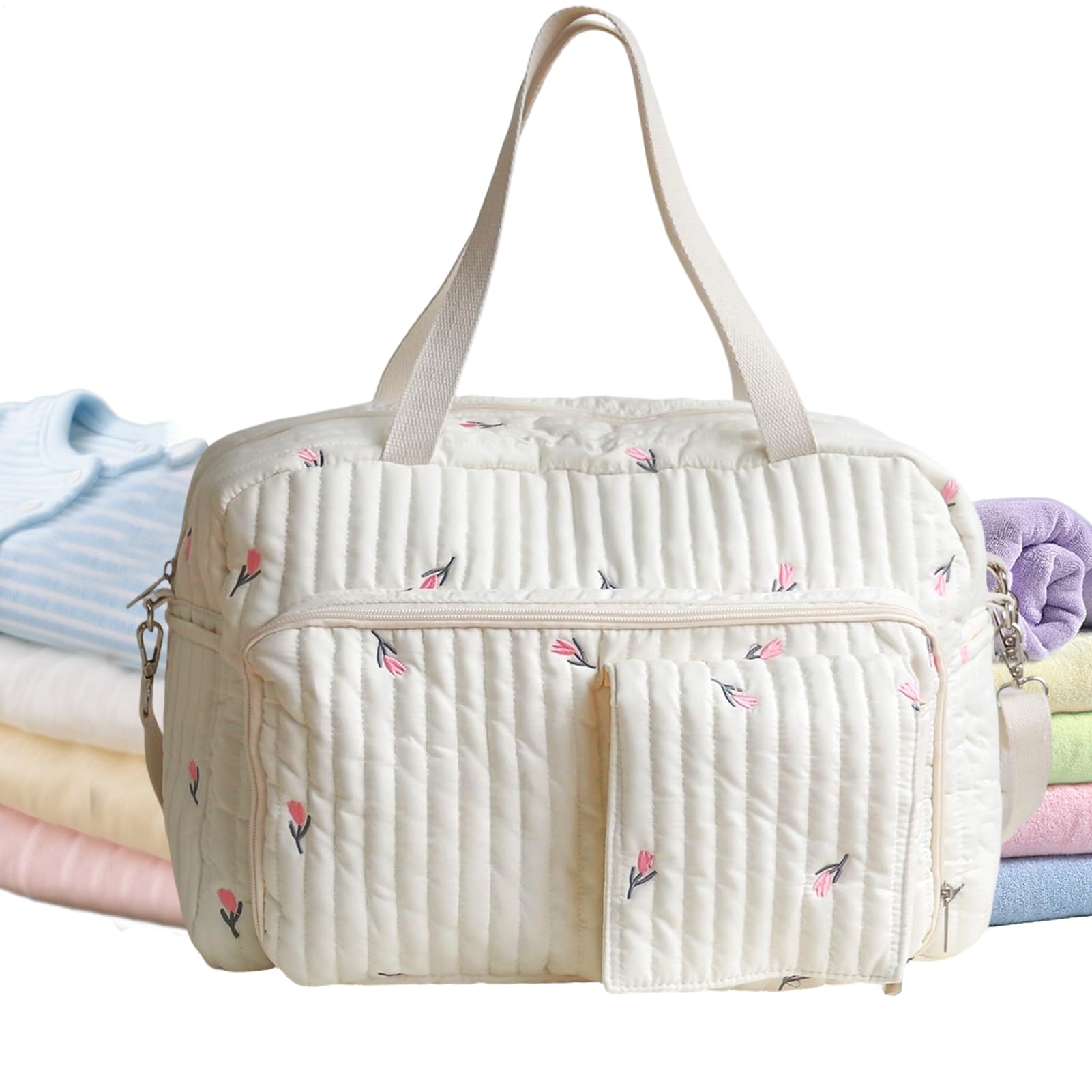 Sac à langer à motif floral pour maman chic et voyage avec bébé