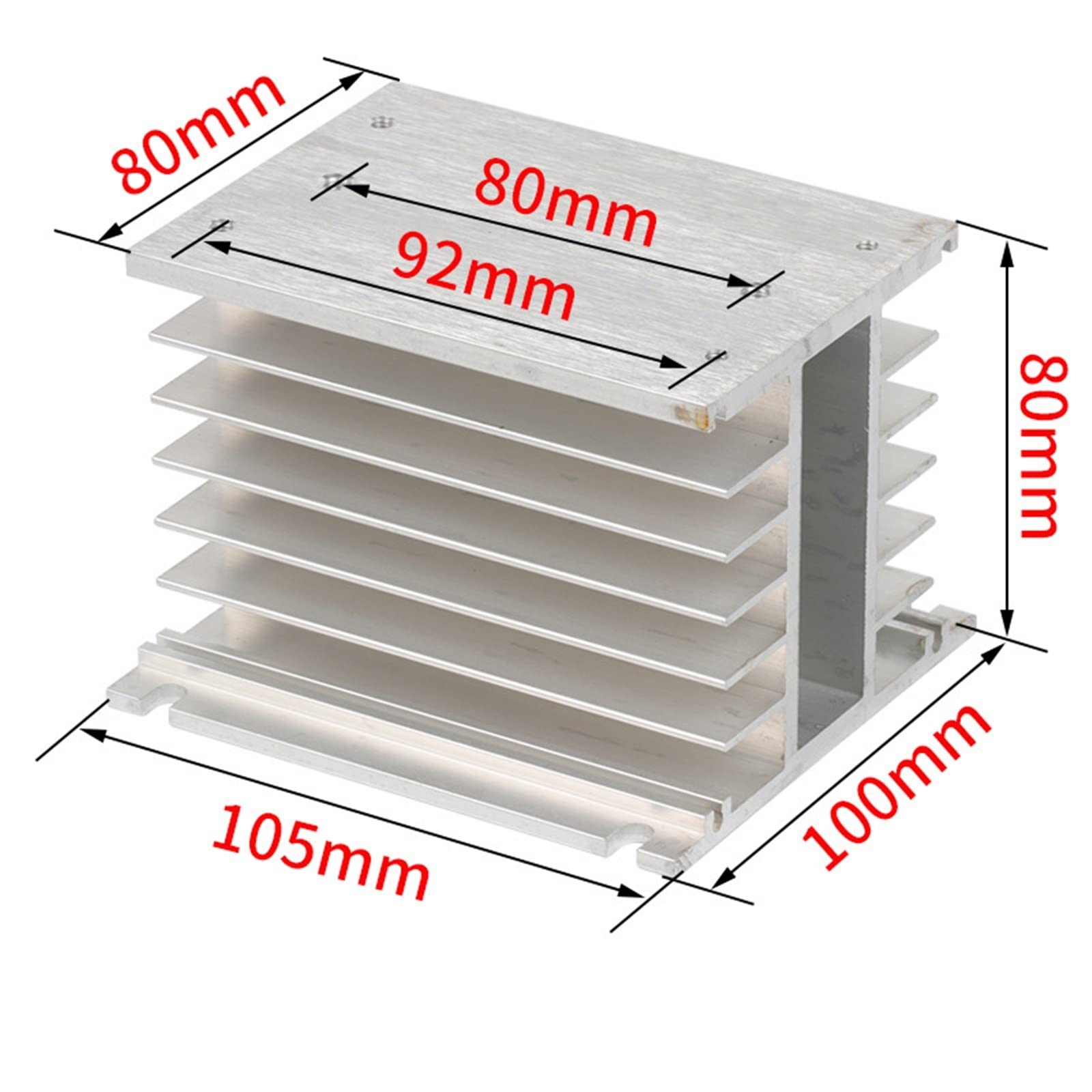 5 uds relé de estado sólido monofásico SSR disipador de calor de aluminio disipador disipadores de calor adecuados for relé de 10A a 120A(5Pcs Single Phase10A-120A)