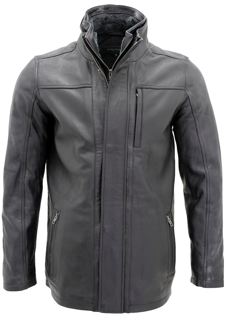 Infinity Leather Men's Brown Leather Mid Length Coat-Hanoi - Uk M | Eu 48 | Us 38