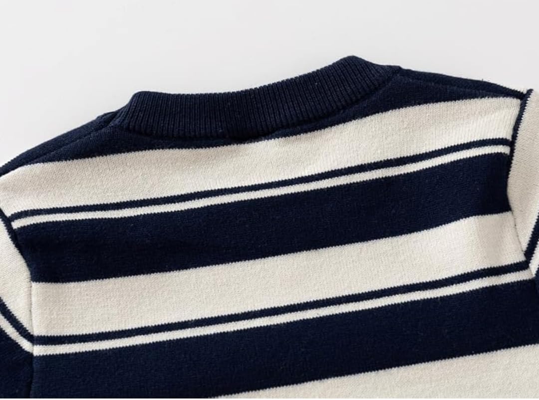 GTWO Boys Sweater Winter Wear Stripped Design Full Sleeve Round Neck Topwear Sweater/Sweatshirt/Jumper for Boys & Girls (Pack of 1) (in, Age, 3 Years, 4 Years, Regular, Blue) 2