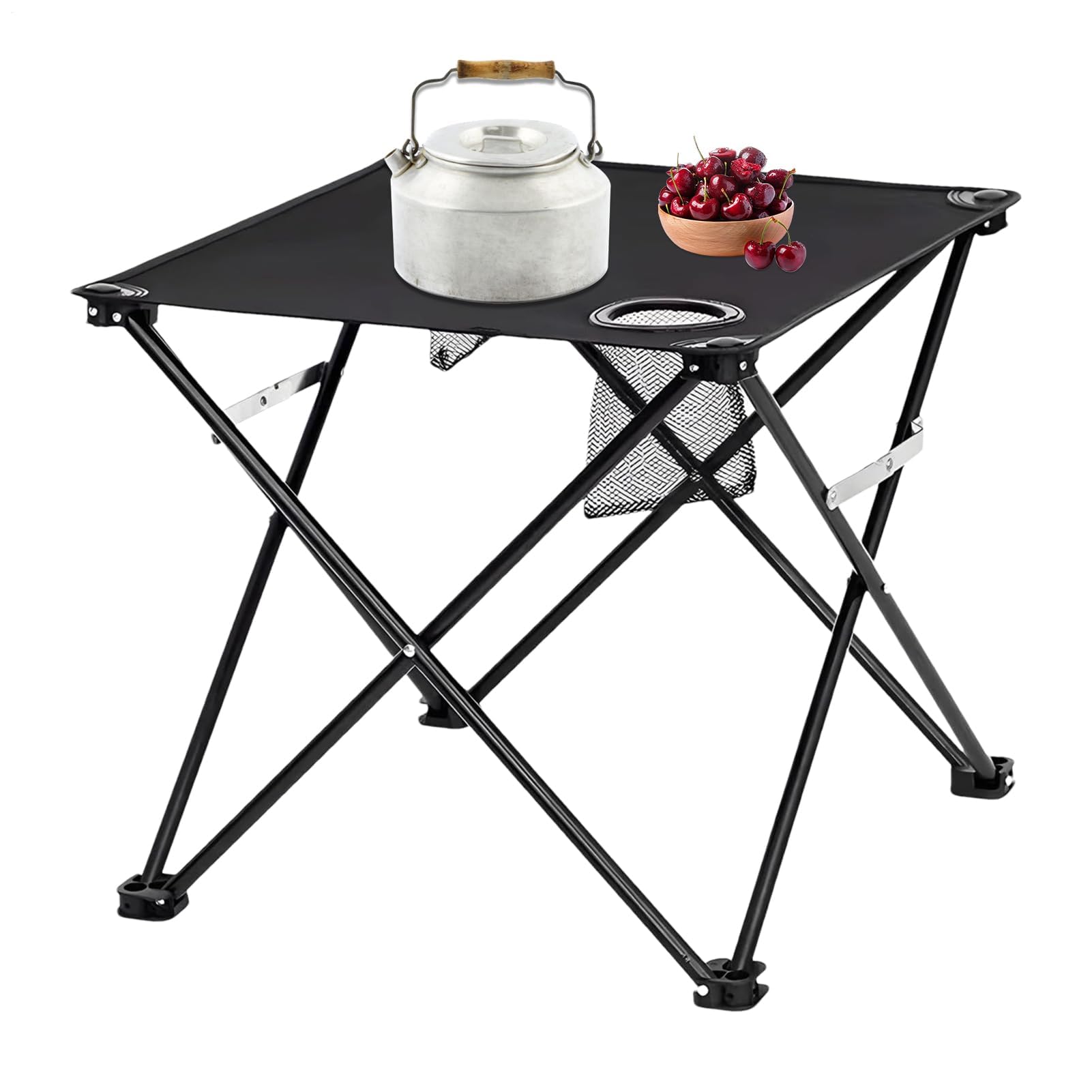 Tragbarer, faltbarer Campingtisch, leichter Outdoor-Tisch mit 2 Getränkehaltern, ideal für Picknicks, Strand, Garten, Balkon, Reisen und Trekking-Zubehör