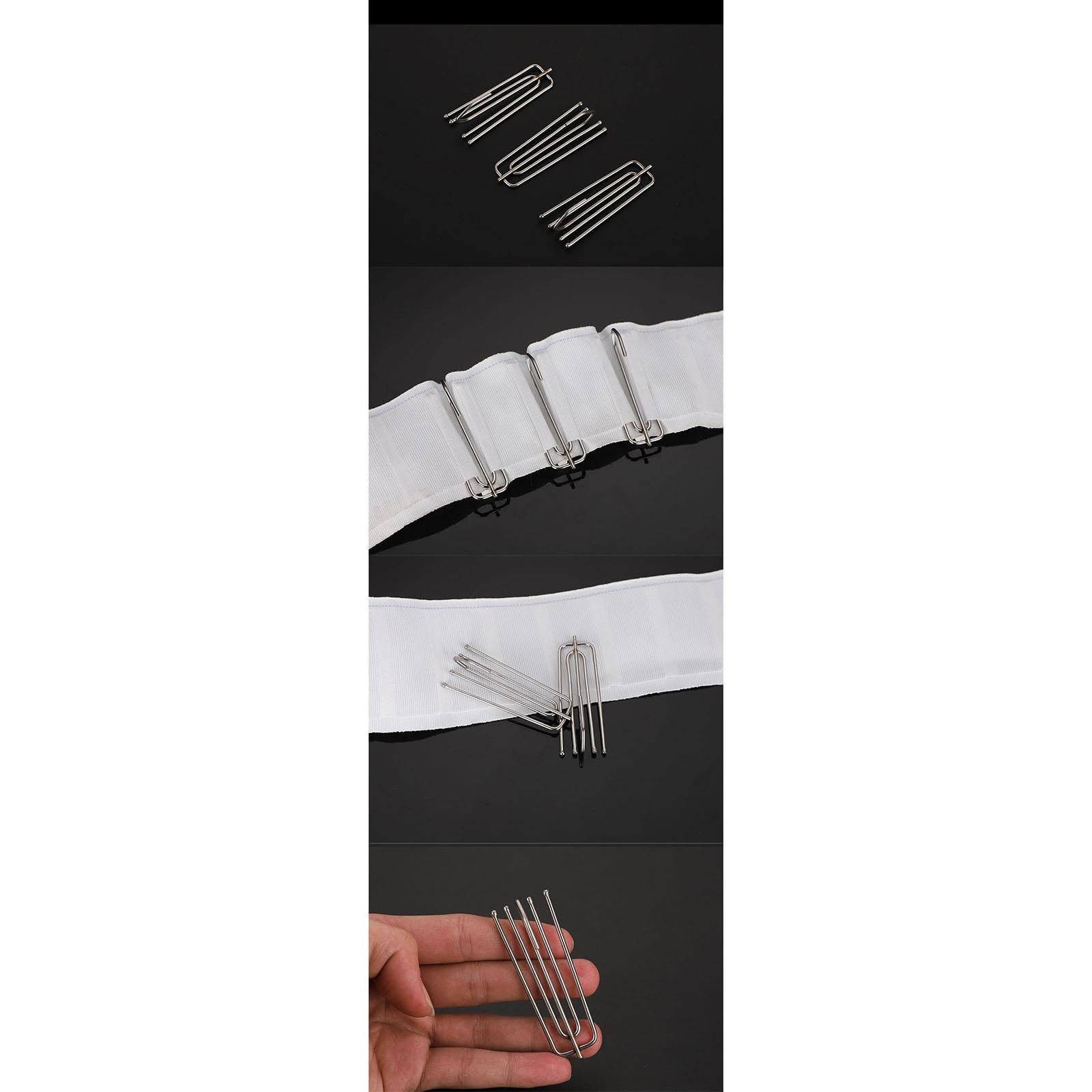 100 Ganchos Plisados ​​para Cortinas de Acero Inoxidable, Clips Plisados