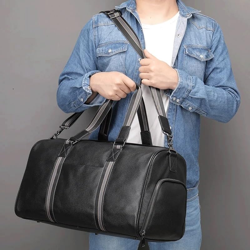 Men Leather Briefcase Bags for Women Male Female Travelling Duffle Bag Hand Carry Bags Soft Genuine Leather for Airplane Gym Bag3