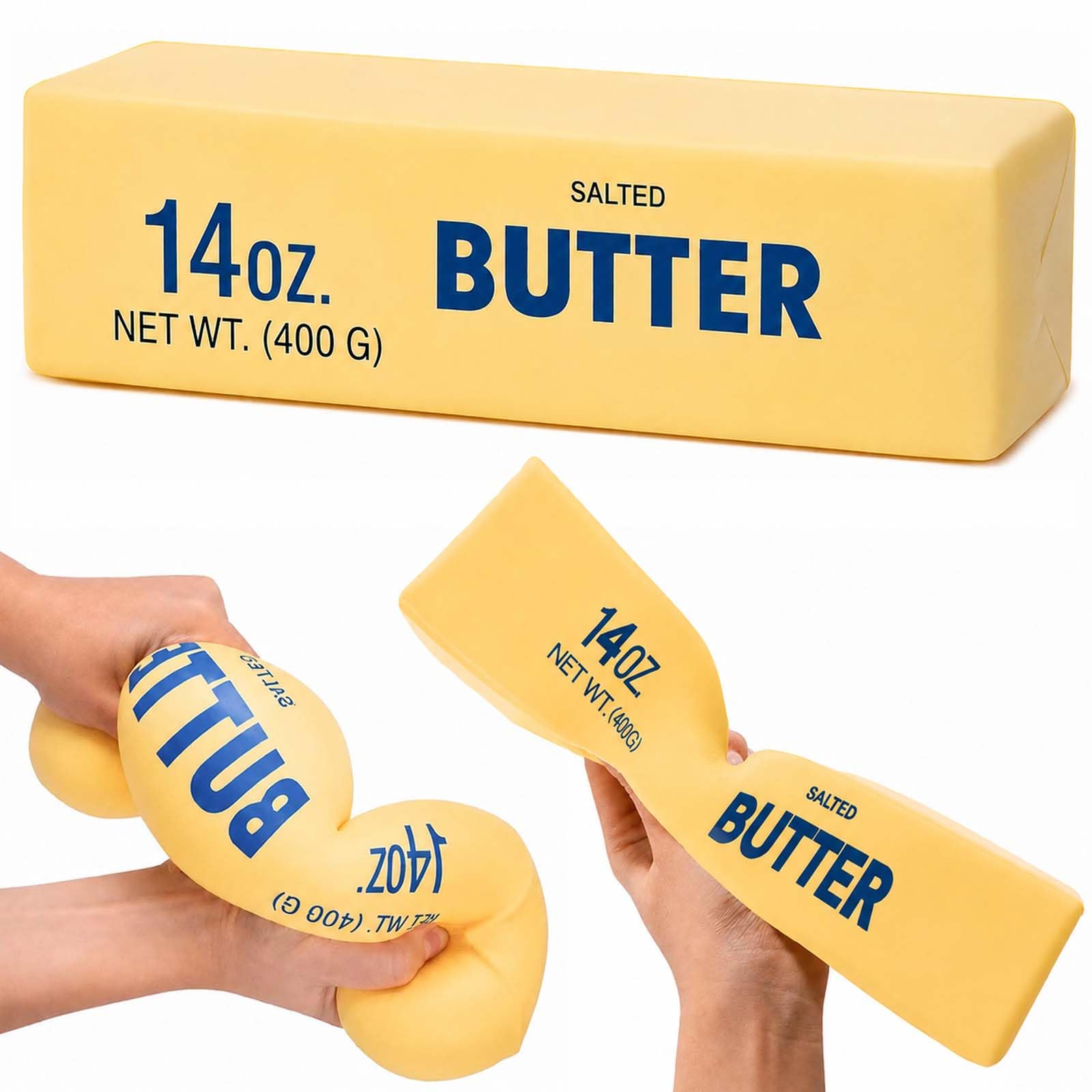 9.5 Inch Big Butter Squishy, Giant Cheese Squishy Fidget Toys for Adults Kids ADHD, Butter Stick Squishies Stress Balls Sensory Squeeze Toys for Anxiety Relief Home Office Desk Decor
