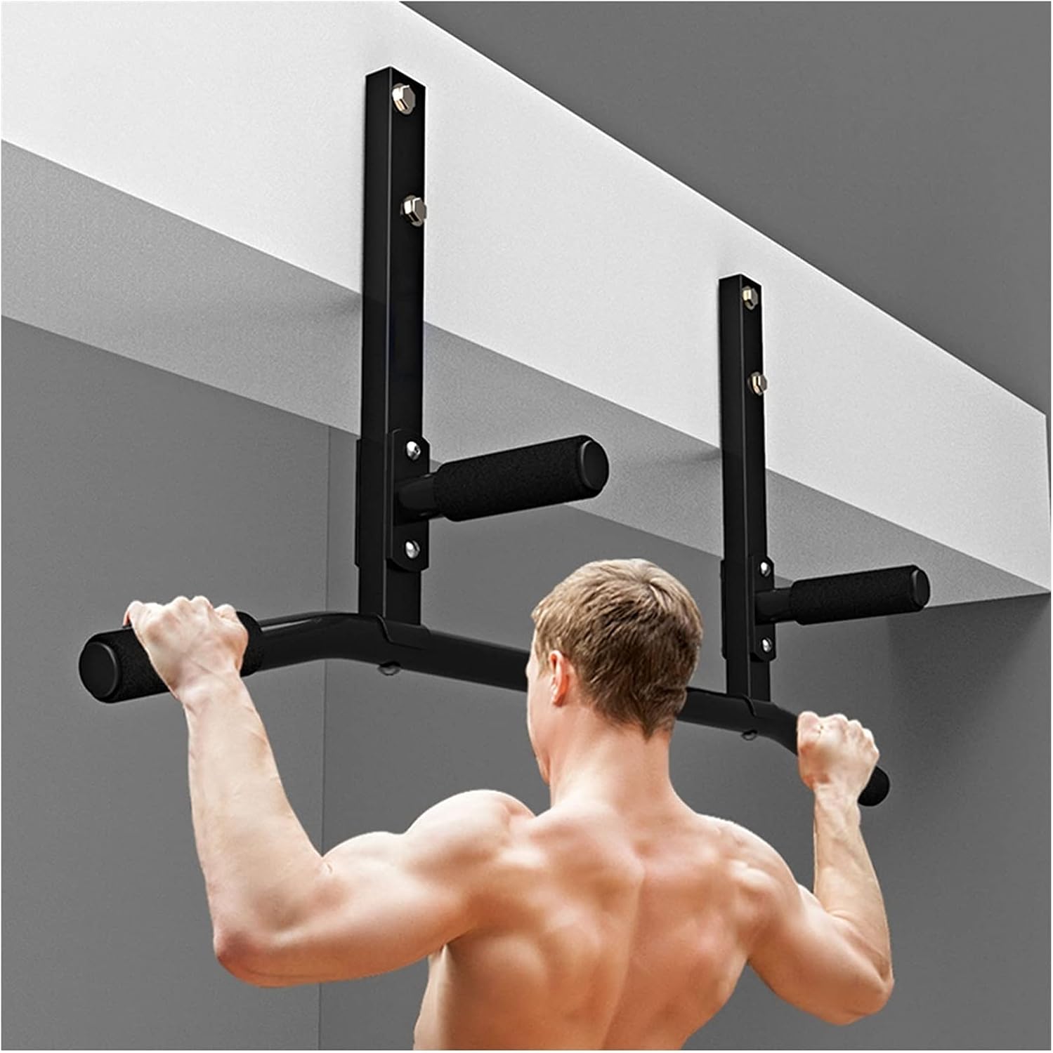 Pull-Up Bars Wall-Mounted Chin Up Bar, Safe Stable Steel Horizontal Bar, Corridor Garage Multifunctional Strength Training Fitness Bar, Load 300kg (Color : Steel)