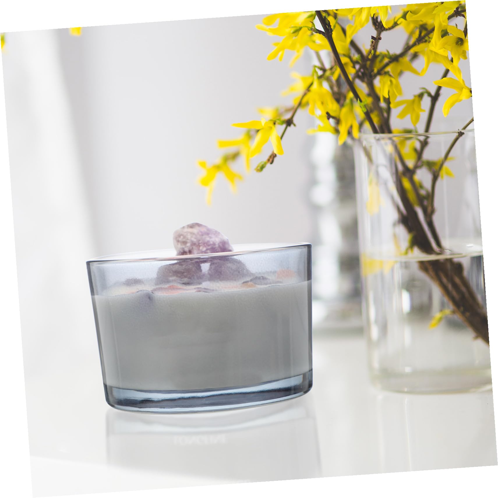 VALICLUD Vela Aromática Decorativa de Aromaterapia Hecha a Mano en Vaso de Vidrio Piedra de Cristal para Relajación y Ambiente Cálido en Sala de Estar