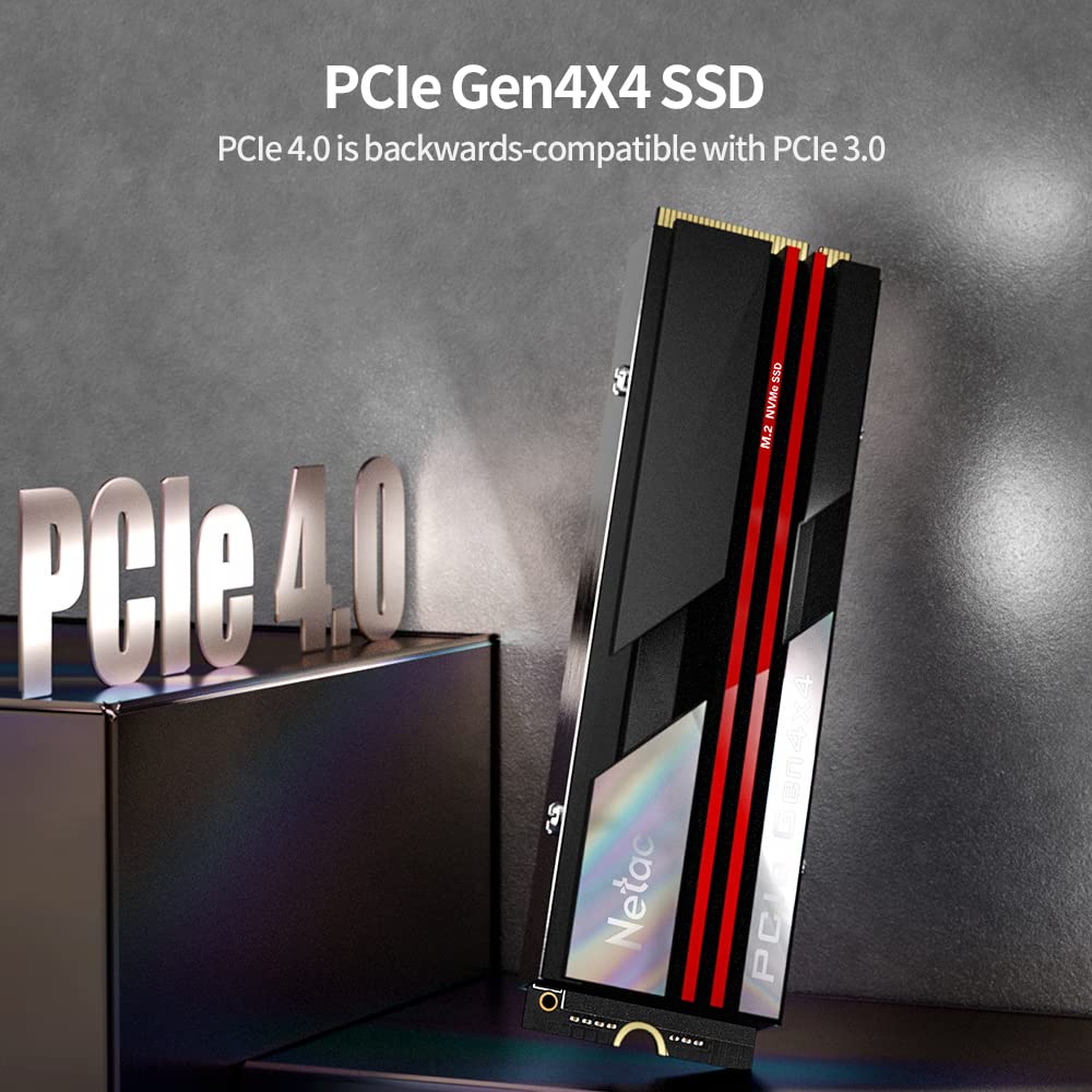 Netac NV7000 1TB M.2 NVMe SSD PCIe 4.0 Gen4 x4, Gaming SSD Velocità fino a 7000MB/s con dissipatore in alluminio per computer desktop PS5