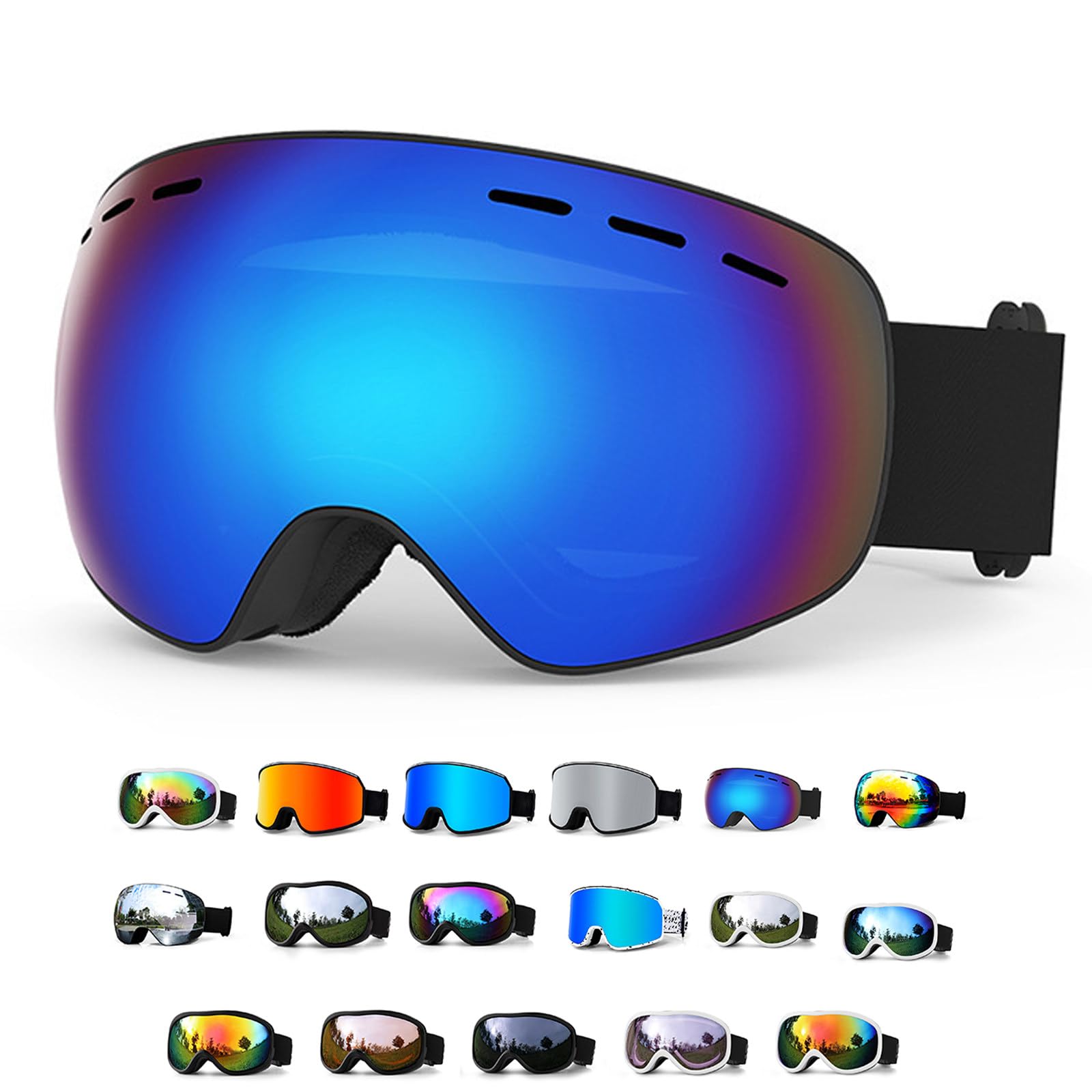 Occhiali da Sci per Uomo e Donna, Occhiali protettivi per Sport Invernali con Doppia Lente antiappannamento, Occhiali da Neve e Snowboard, Occhiali protettivi Antivento M
