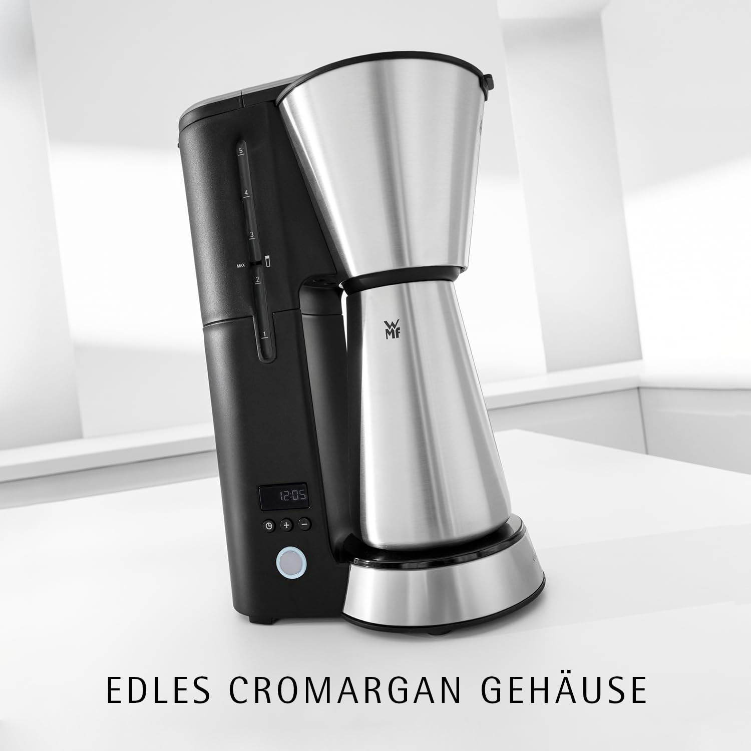 WMF Küchenminis Aroma Coffee Maker, with Thermos Flask, Filter Coffee 5 Cups, Thermal Mug to Go (350 ml), 760 Watt, 24 Hour Timer Automatic Switch Off, Silber