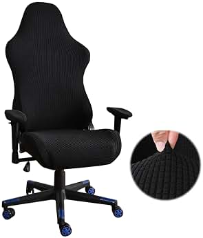 Nizirioo Funda para silla de juegos, funda para silla de oficina, color negro, elástica, para silla de oficina, videojuegos, silla de oficina, estilo de carrera (negro)