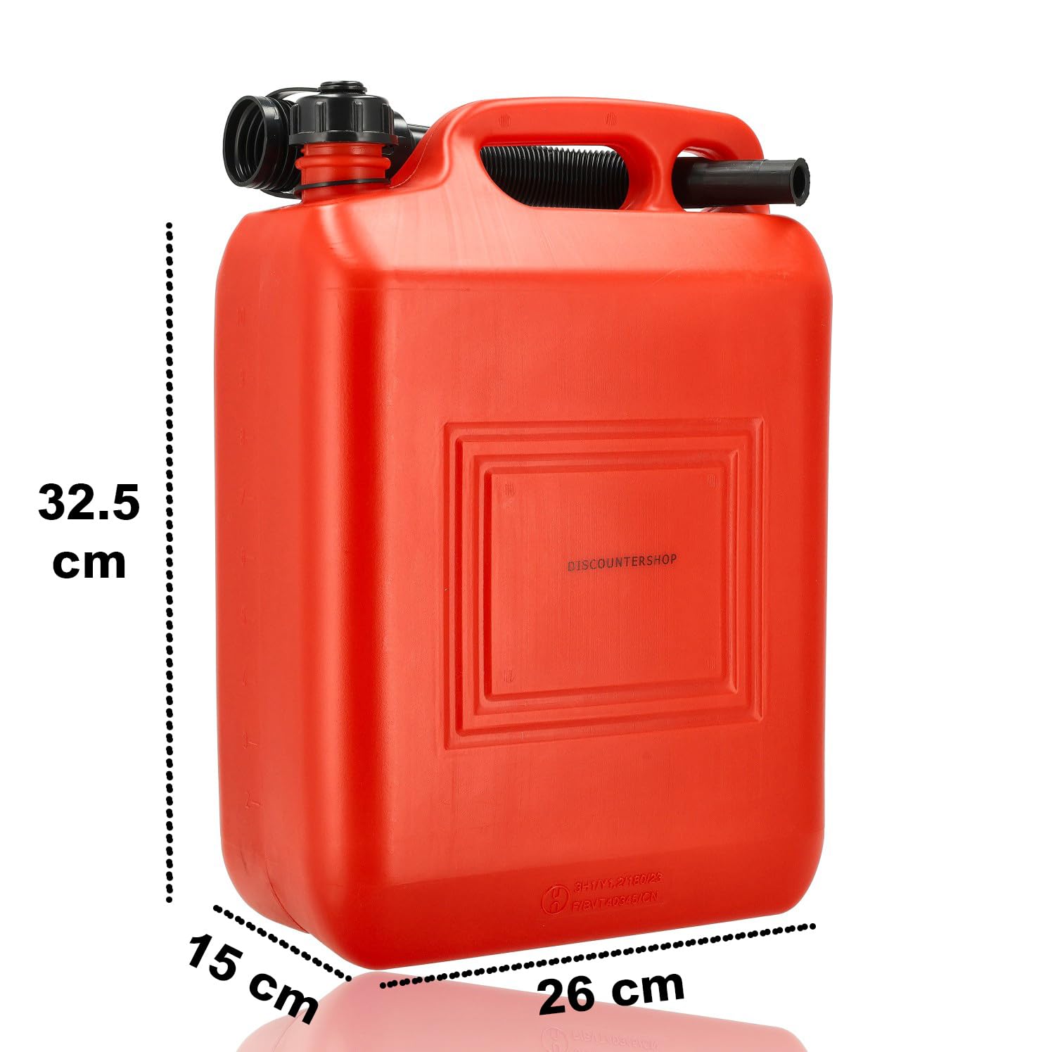 Bidon 10 Litres Rouge - Lot de 4 - Bidon de Carburant Homologué par l'ONU pour Essence et Diesel - Comprend un Long Bec Verseur et un Tuyau de Remplissage - Pour Voiture, Bateau, Atelier et Camping