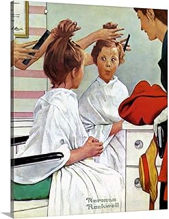 CANVAS ON DEMAND First Trip to the Beauty Shop Canvas Wall Art Print by Norman Rockwell, Classic, Vintage, Home Decor, Fun Artwork,20" x24in
