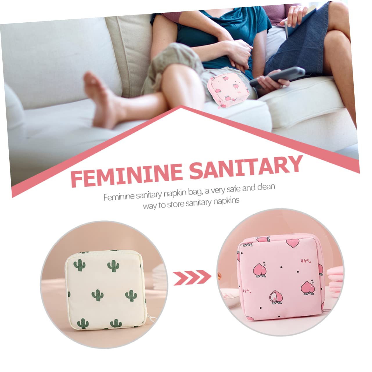Didiseaon 16piezas Bolsa Portátil Para Menstruación Organizador De Compresas Sanitarias Para Chicas Adolescentes y Uso Diario Incluye Diseños De Cactus Corazones Helados