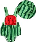 Watermelon Romper Dress Baby Girl Summer Outfit Strawberry Cherry Fly Sleeve Bodysuit Newborn Smocked Clothes