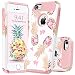 GUAGUA iPhone 5 Case iPhone 5S Case iPhone SE Case Colorful Pineapple Shockproof Slim Durable Hybrid Hard PC Flexible TPU Glossy Cover Anti-Scratch Protective Phone Case for iPhone 5 5S SE Rose Gold
