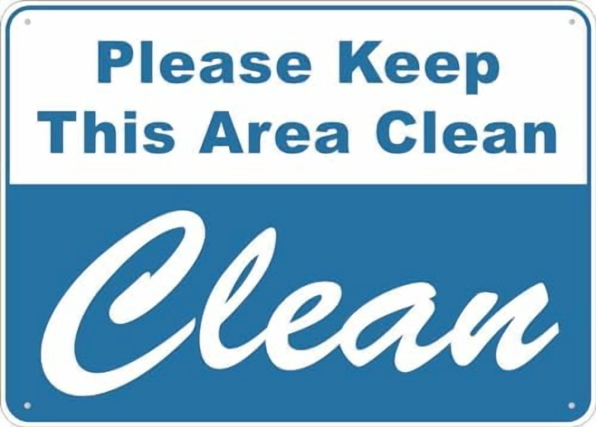 (2-Pack) Metal Tin Sign Please Keep This Area Clean Sign 8""X12"" Rust Free Signs Outdoor, Sign For Home, Business, Yard