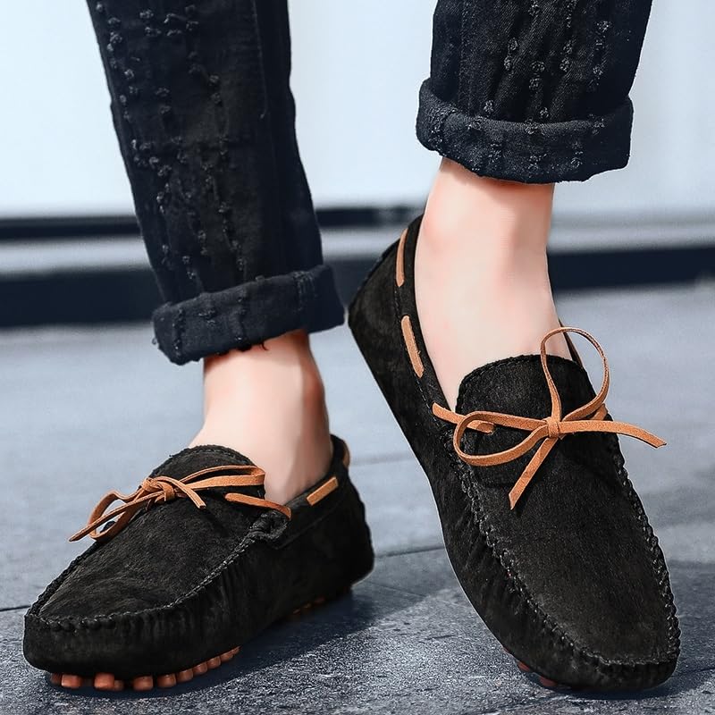 Mens Loafers Round Toe Suede Vamp Driving Loafers Boatshoes Anti-Slip Comfortable Slip Resistant Fashion Party Slip-on4