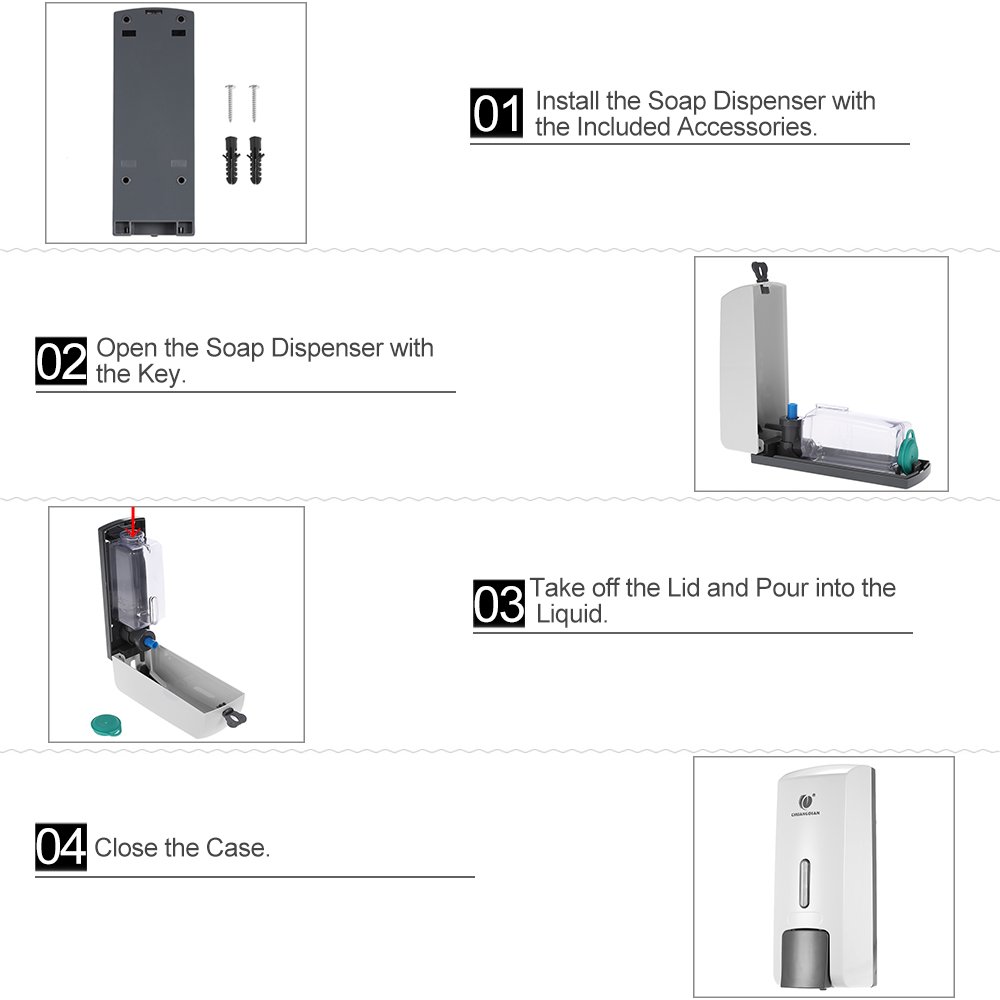 TFixol Dispensador de jabón manual de 300 ml para montar en la pared, caja de champú, baño, baño, lavado de manos, champú líquido, dispensador de jabón y soporte