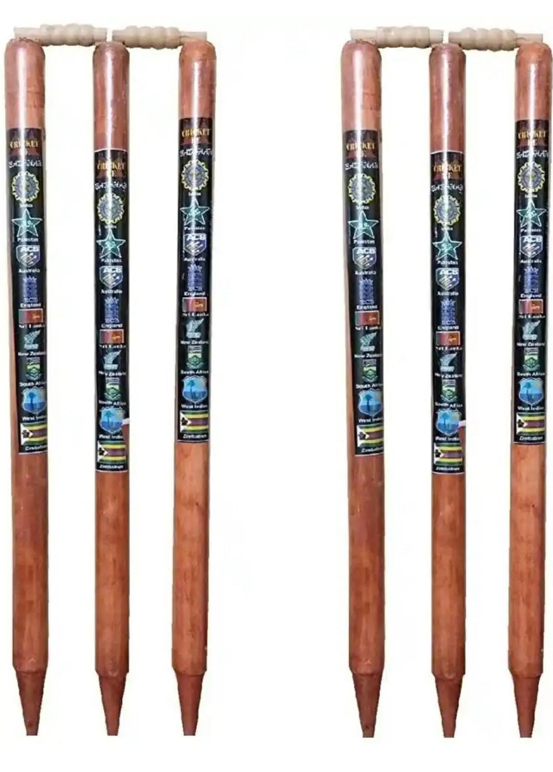 JaHaNa Sports Cricket Stumps Set (6 Wooden Stumps with Bails)