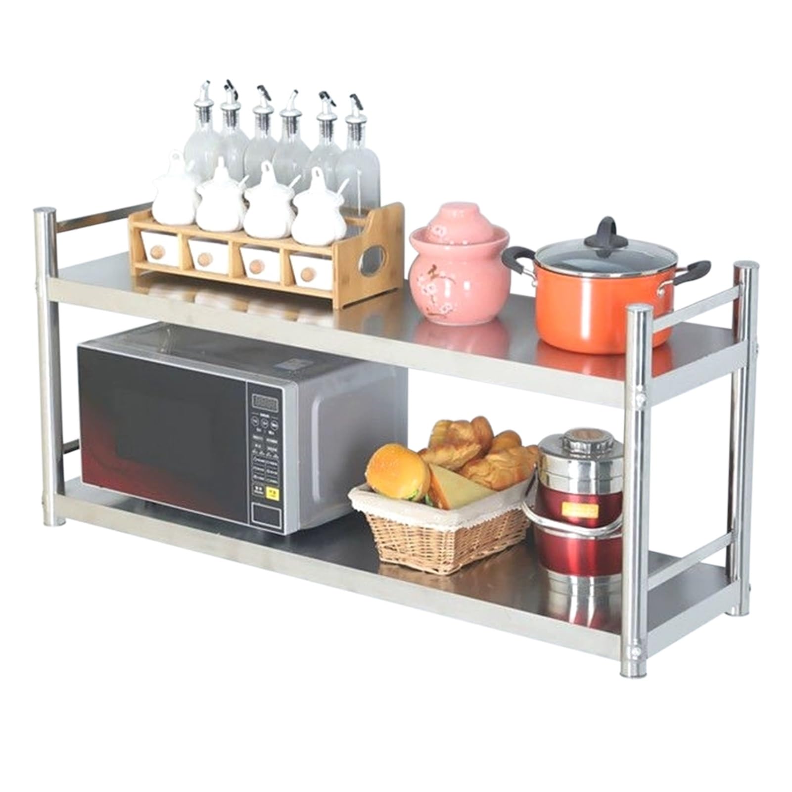 Four à Micro-Ondes et Ustensiles Enfin Rangés sur cette Étagère Murale de Cuisine de 150CM