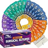 Mixed Sutures Thread with Needle - 24Pk Sterile Nylon, Polyester, Silk, Polypropylene: 2-0, 3-0, 4-0, 5-0, 6-0, 7-0: Practicing Suturing Skills; Student's Hospital ER Training; First Aid Demo; Vet Use